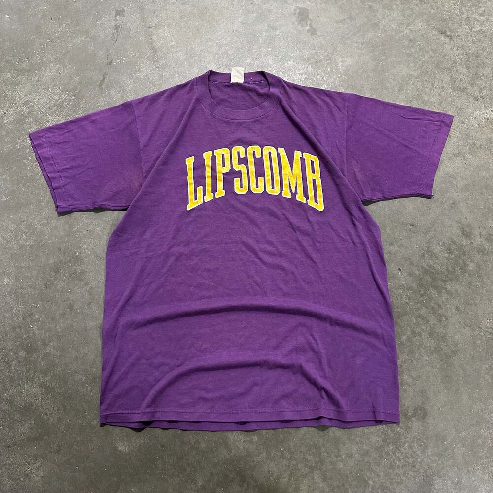 Vintage 80s Lipscomb University Spellout Bisons Purple T-Shirt XL